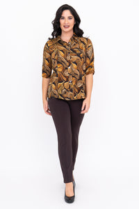 Linzy Blouse, Chocolate Autumn, Linen Bamboo