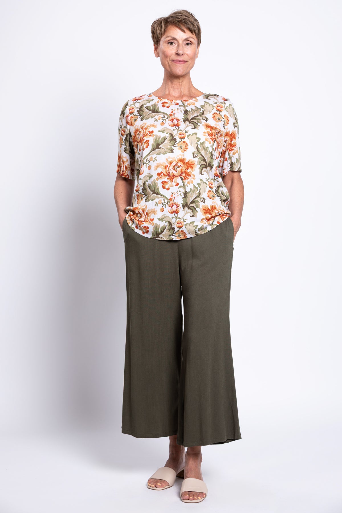 Liza Top, Khaki Tapestry, Linen Bamboo