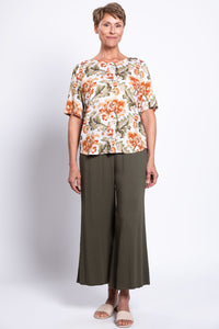 Liza Top, Khaki Tapestry, Linen Bamboo