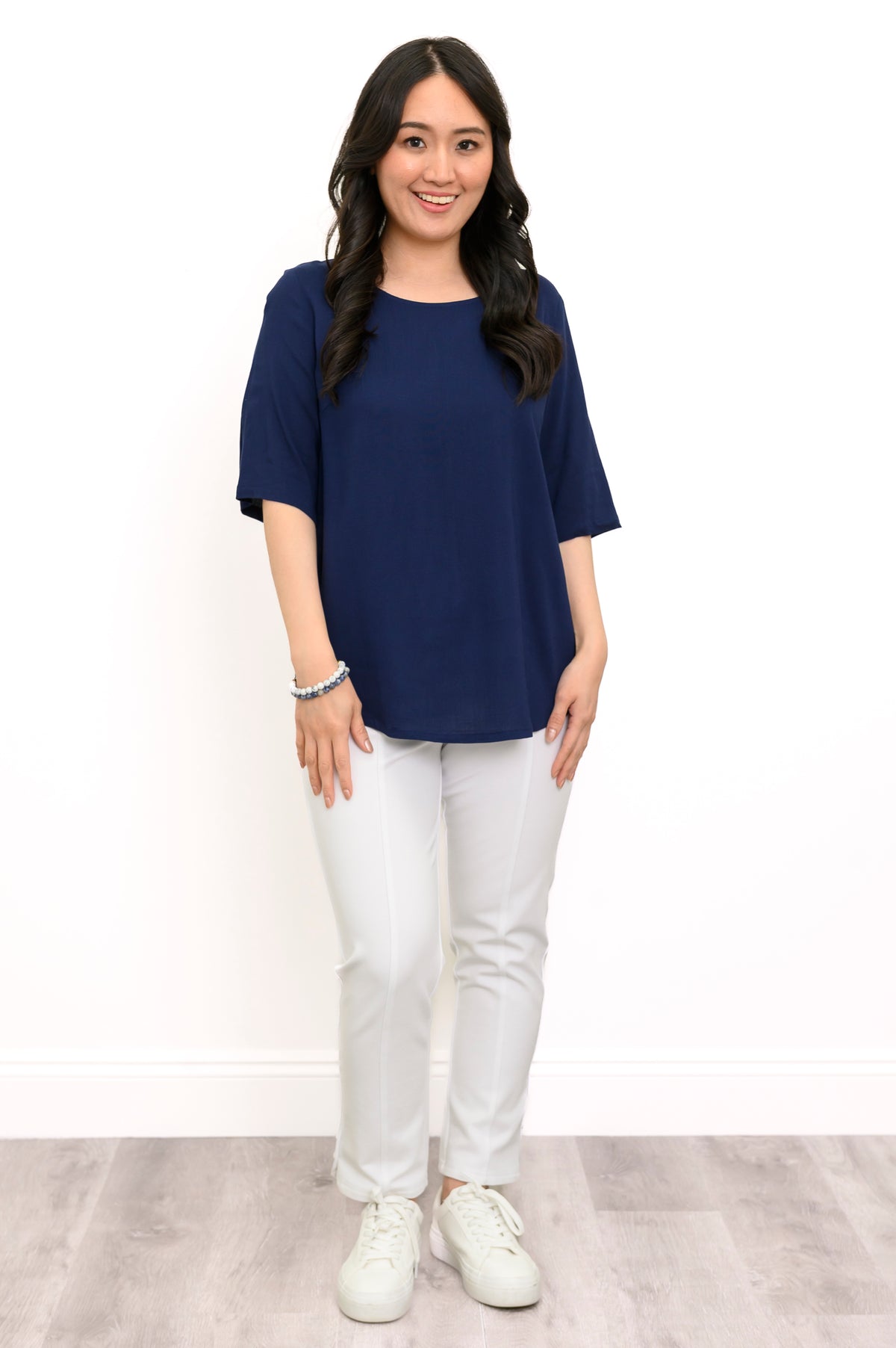 Liza Top, Indigo, Linen Bamboo