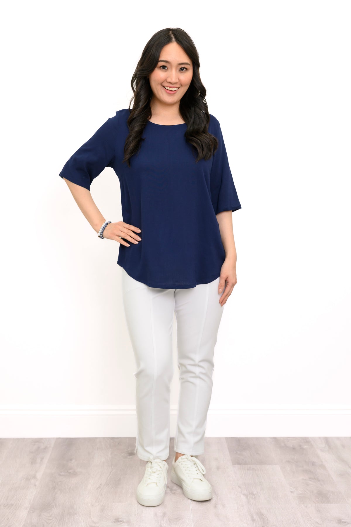 Liza Top, Indigo, Linen Bamboo