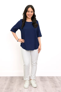 Liza Top, Indigo, Linen Bamboo