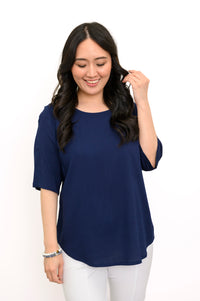 Liza Top, Indigo, Linen Bamboo