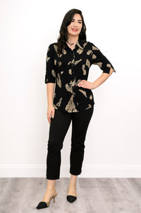 Lorine Blouse, Shadow Leaf, Linen Bamboo