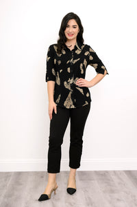 Lorine Blouse, Shadow Leaf, Linen Bamboo