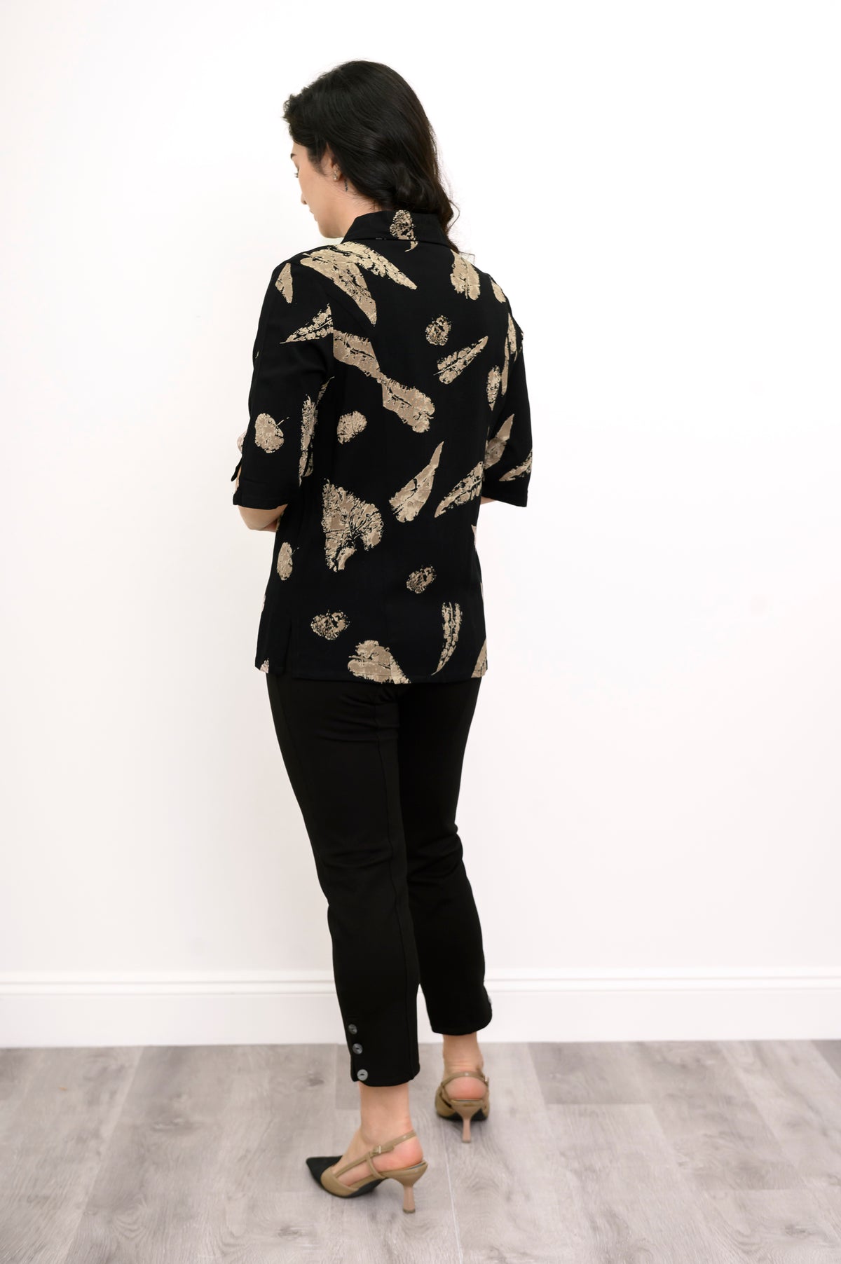 Lorine Blouse, Shadow Leaf, Linen Bamboo