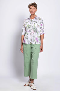 Lorine Blouse, Khaki Clover, Linen Bamboo