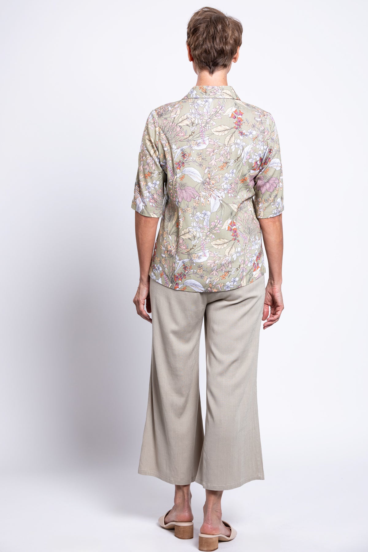 Lorine Blouse, Khaki Primavera, Linen Bamboo