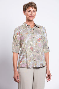 Lorine Blouse, Khaki Primavera, Linen Bamboo