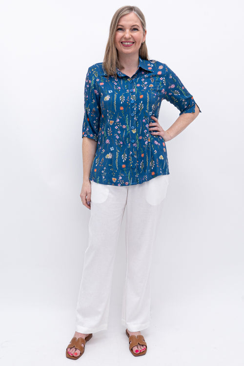 Lorine Blouse, Meadow, Linen Bamboo