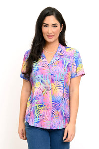 Lorine S/S Top, Rainbow Tropics, Linen Bamboo