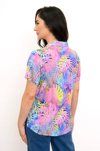 Lorine S/S Top, Rainbow Tropics, Linen Bamboo