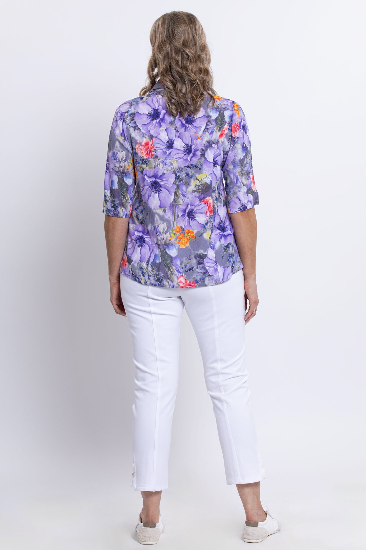 Lorine Blouse, Violet Bloom, Linen Bamboo