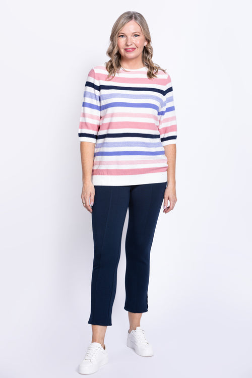 Louisa Sweater, Pink Stripe, Cotton