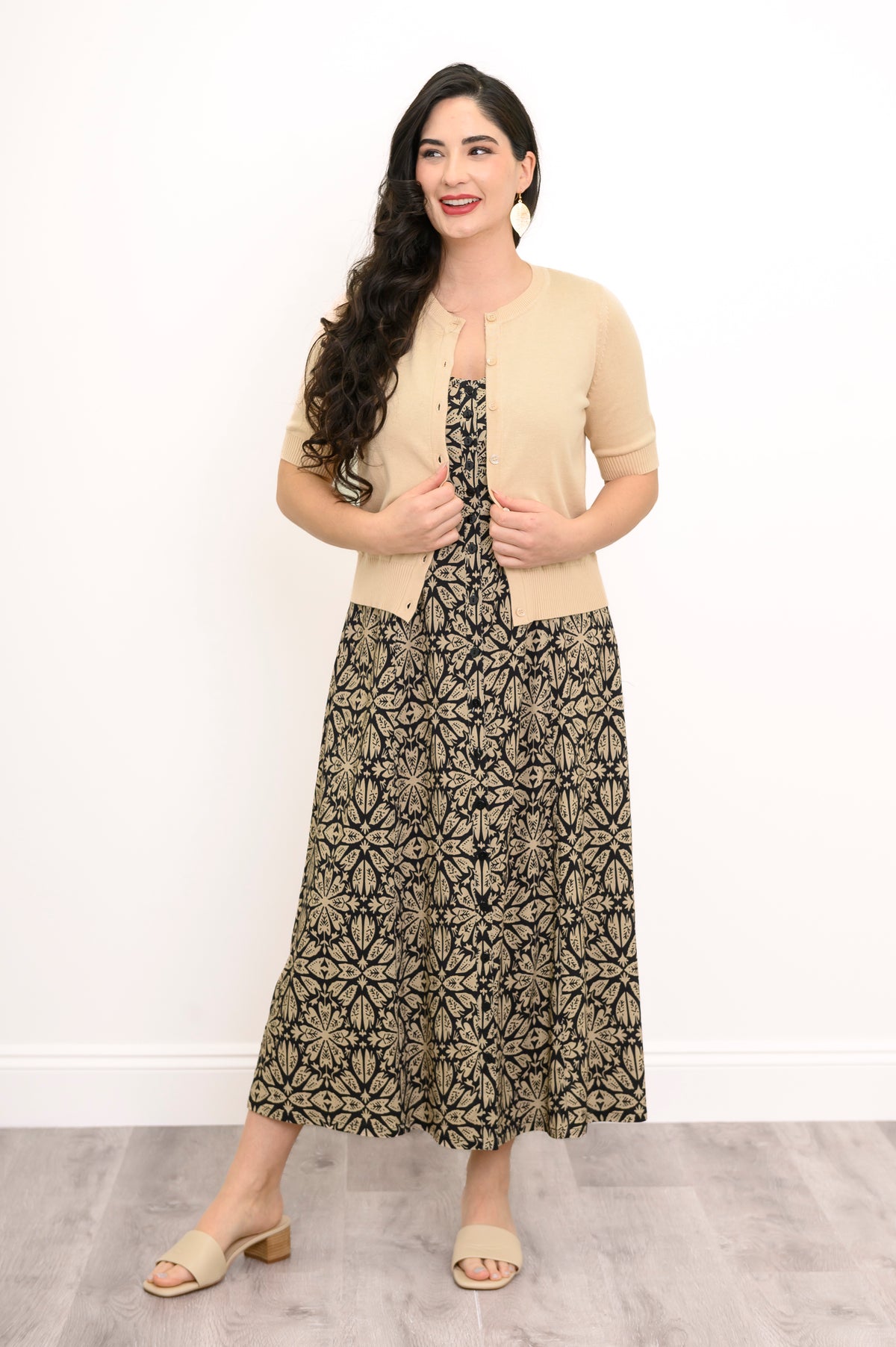 Madison Dress, Sand Ventana, Linen Bamboo