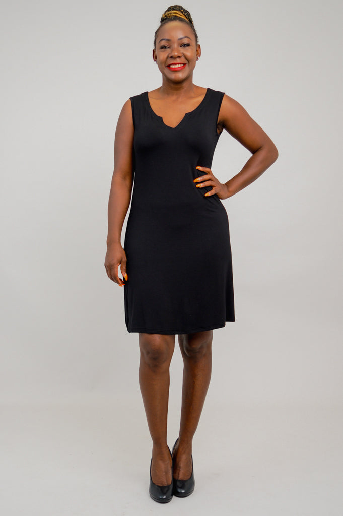 Maggie Sleeveless Dress, Black, Bamboo