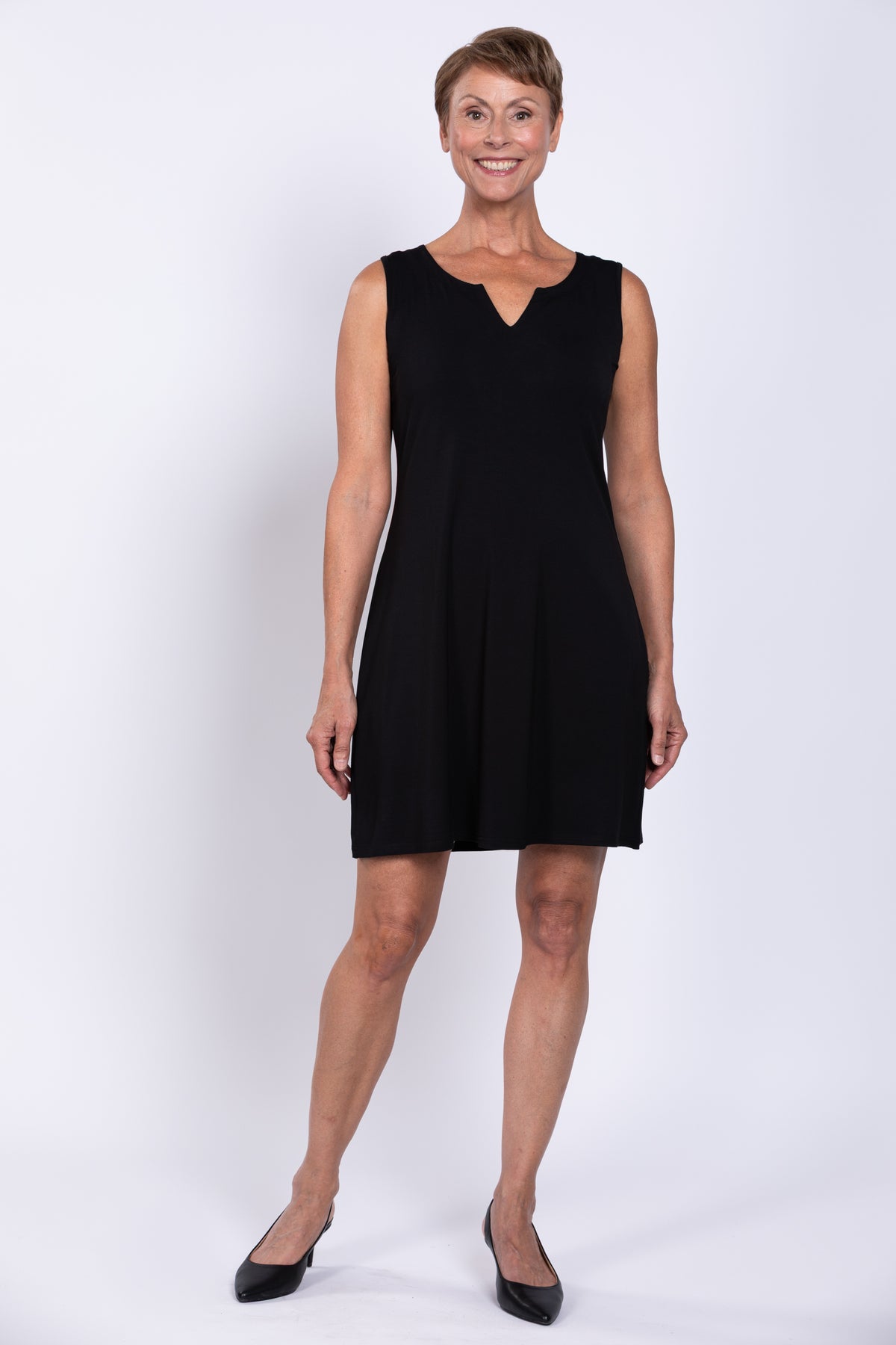 Maggie Sleeveless Dress, Black, Bamboo