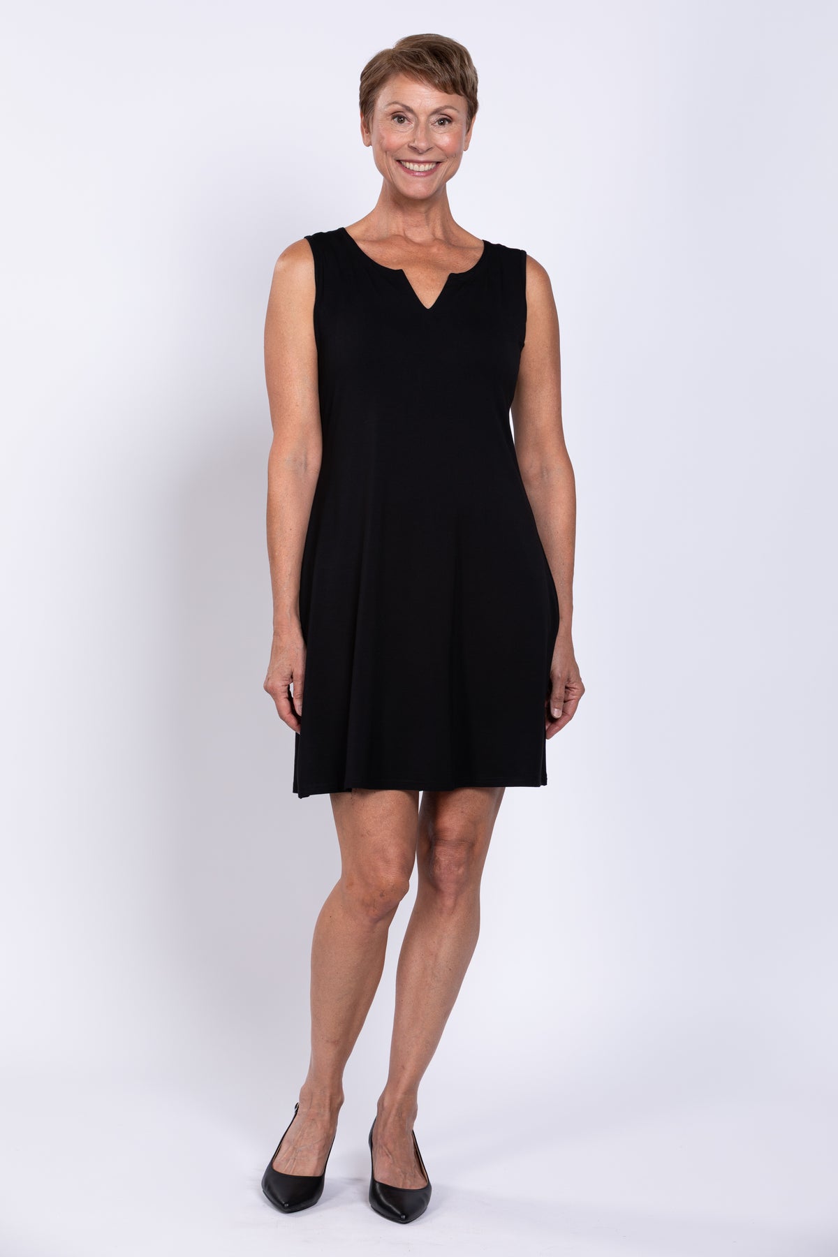 Maggie Sleeveless Dress, Black, Bamboo