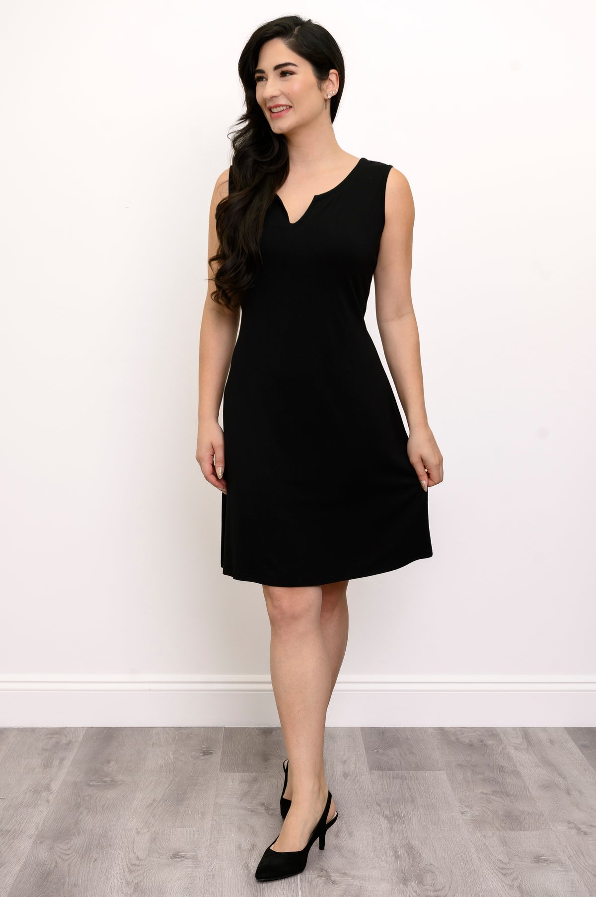 Maggie Sleeveless Dress, Black, Bamboo