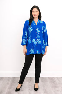 Mar 3/4 Blouse, Blue Stem Bubbles