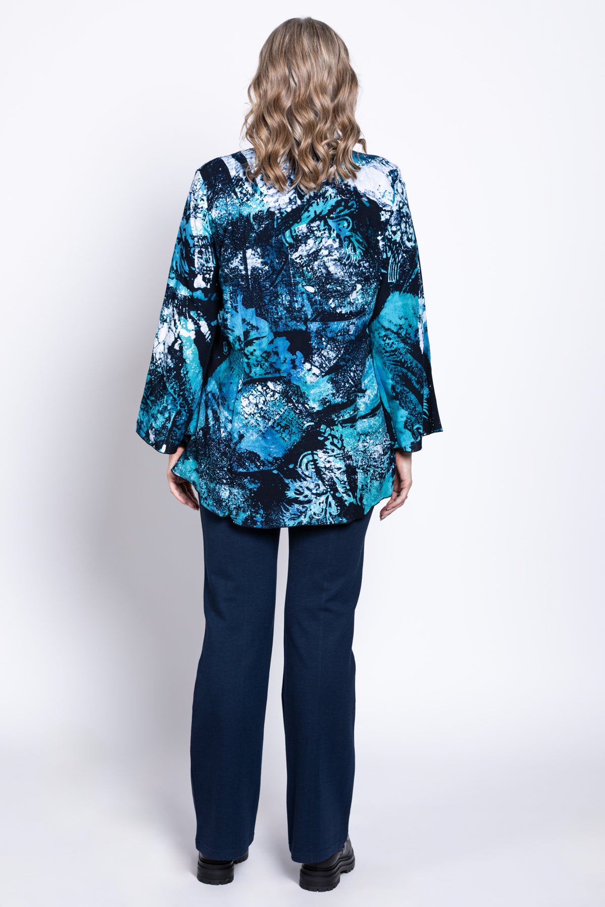Mar 3/4 Blouse, Blue Flower