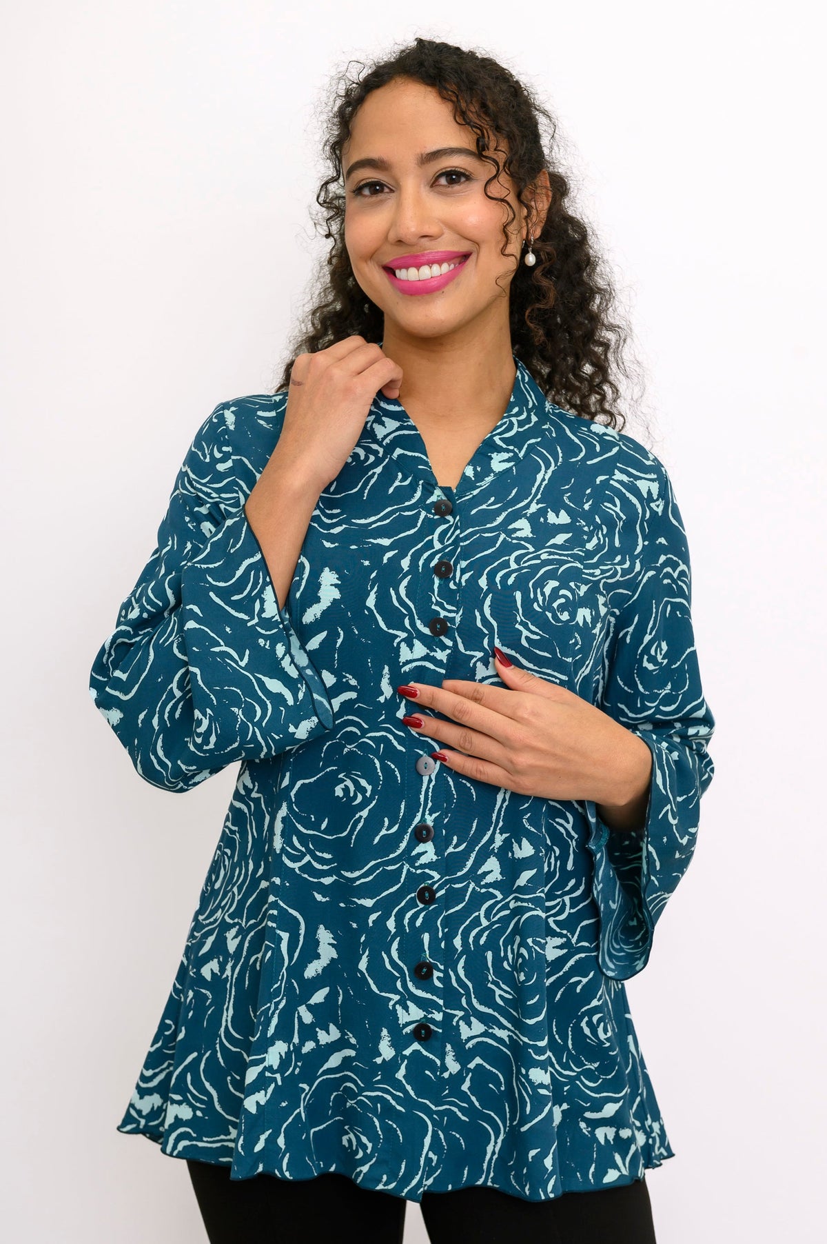 Blouse Mar, Grande Rose Sarcelle