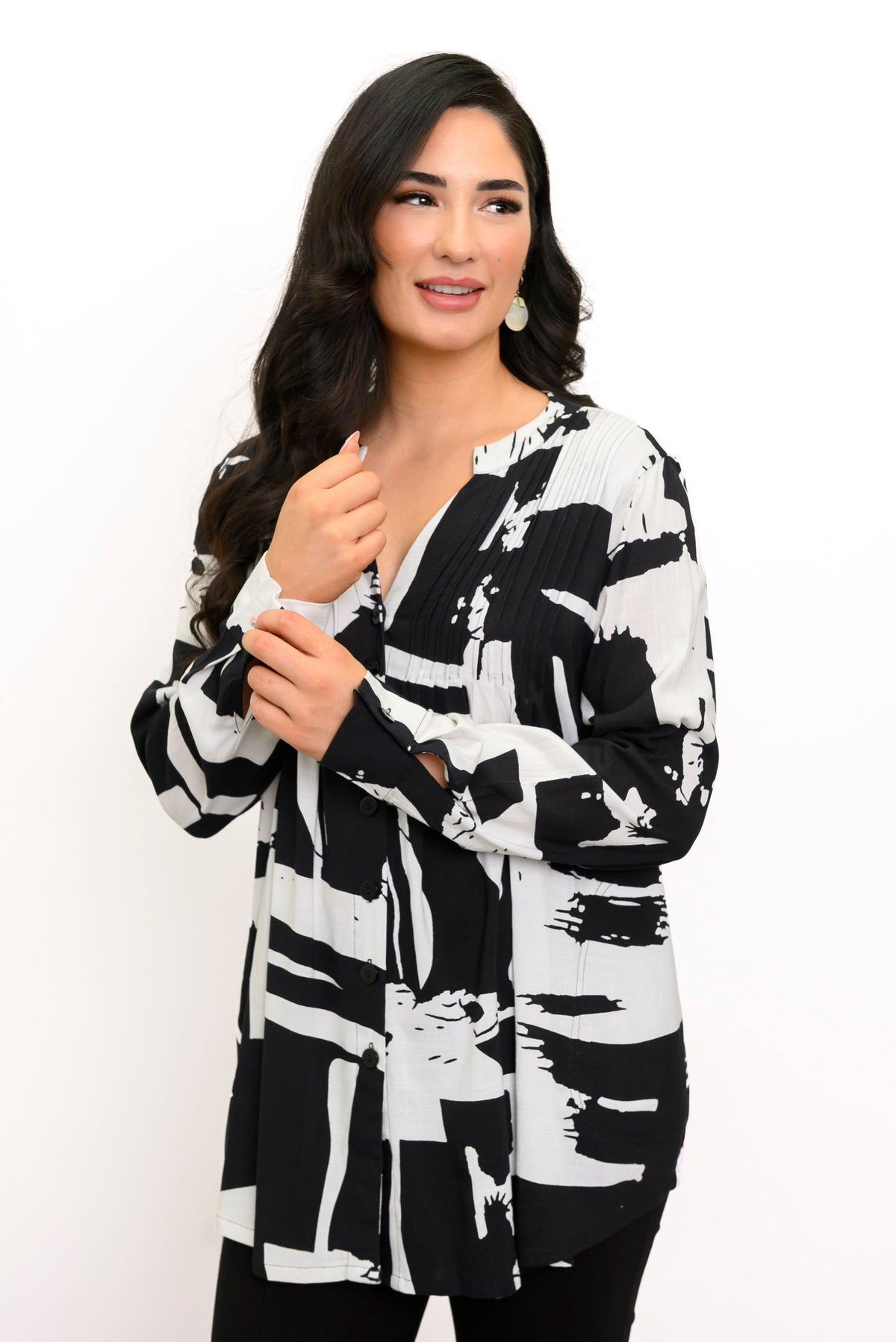 Chemisier Margate M/L, coloris BW Block, lin bambou