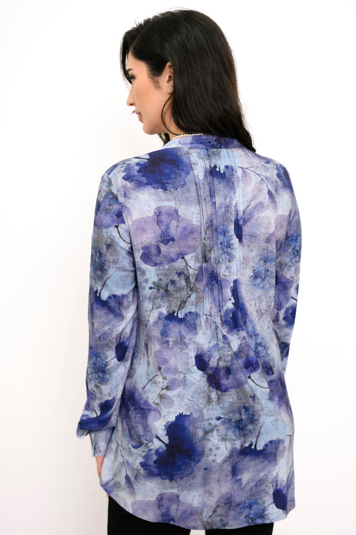 Margate L/S Blouse, Floral Mist, Linen Bamboo