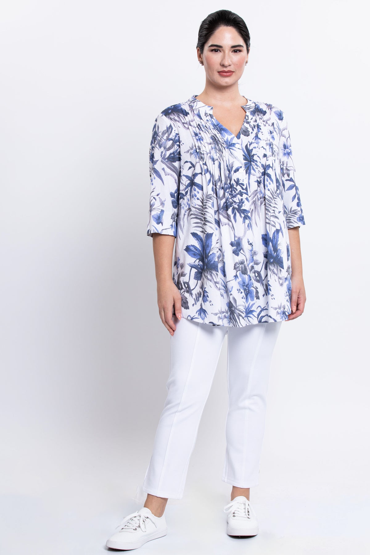 Margate Blouse, Peri Palm, Linen Bamboo