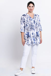 Margate Blouse, Peri Palm, Linen Bamboo