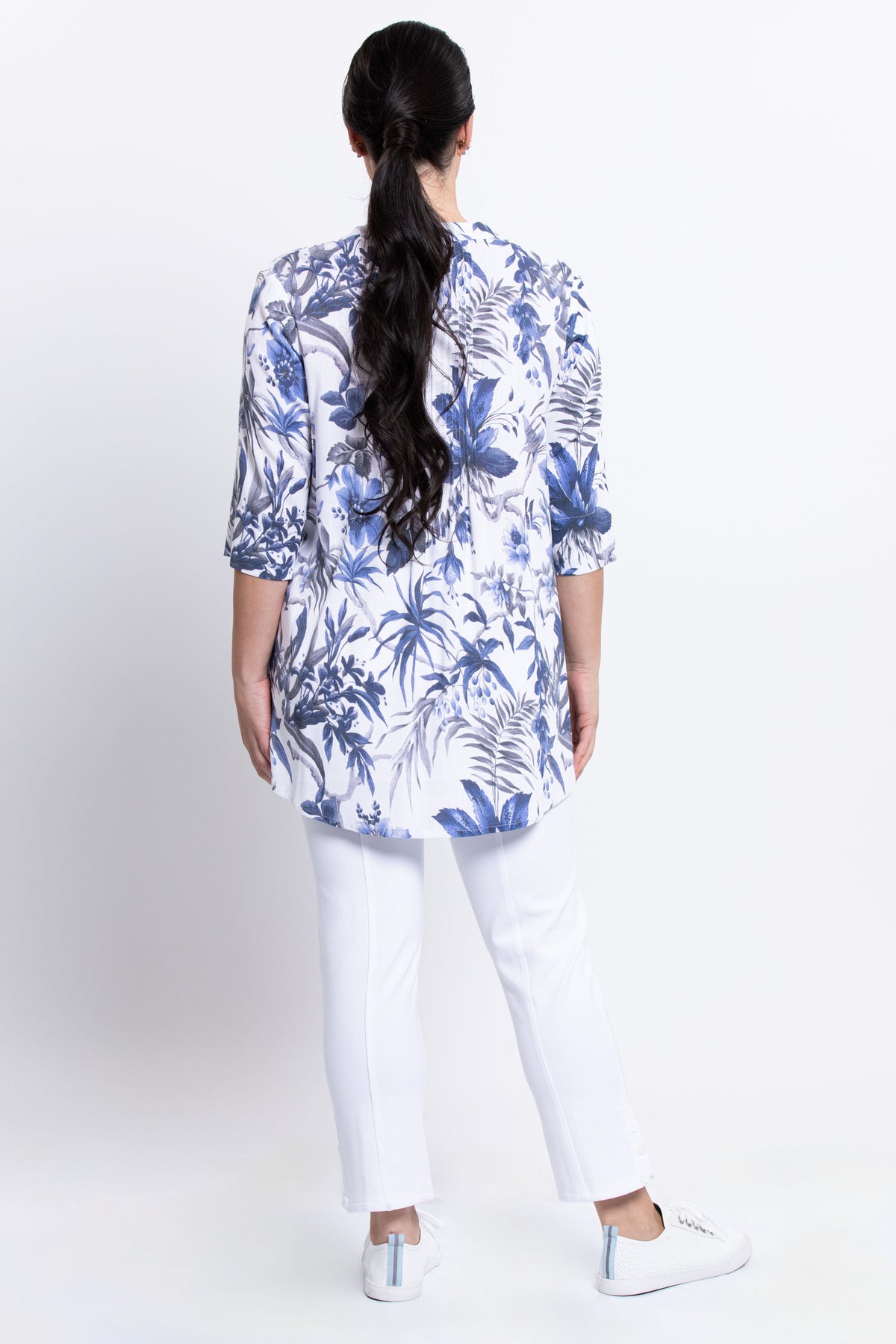 Margate Blouse, Peri Palm, Linen Bamboo