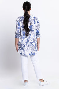 Margate Blouse, Peri Palm, Linen Bamboo