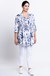Margate Blouse, Peri Palm, Linen Bamboo