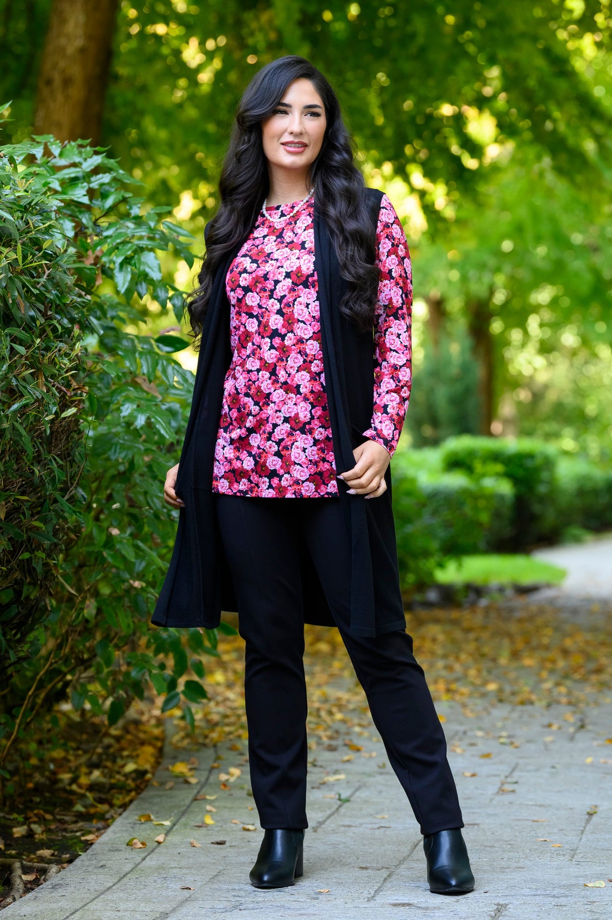 Margie Top, Vermillion Rose, Bamboo