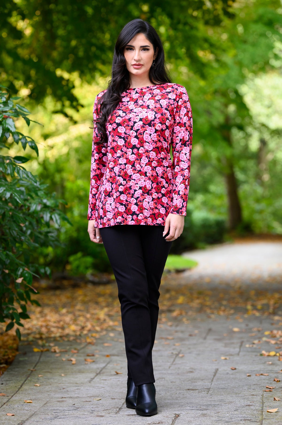 Margie Top, Vermillion Rose, Bamboo