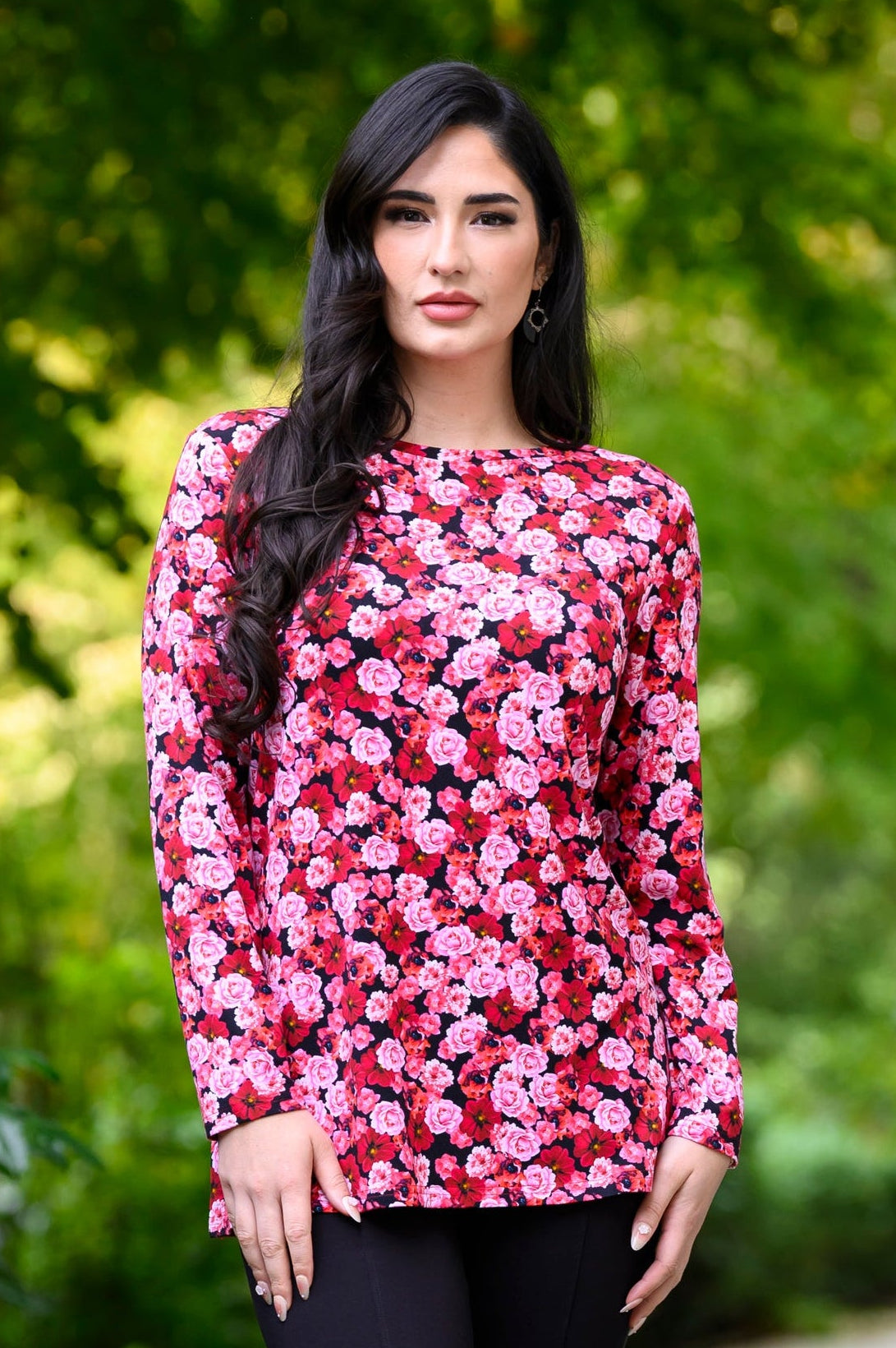 Margie Top, Vermillion Rose, Bamboo