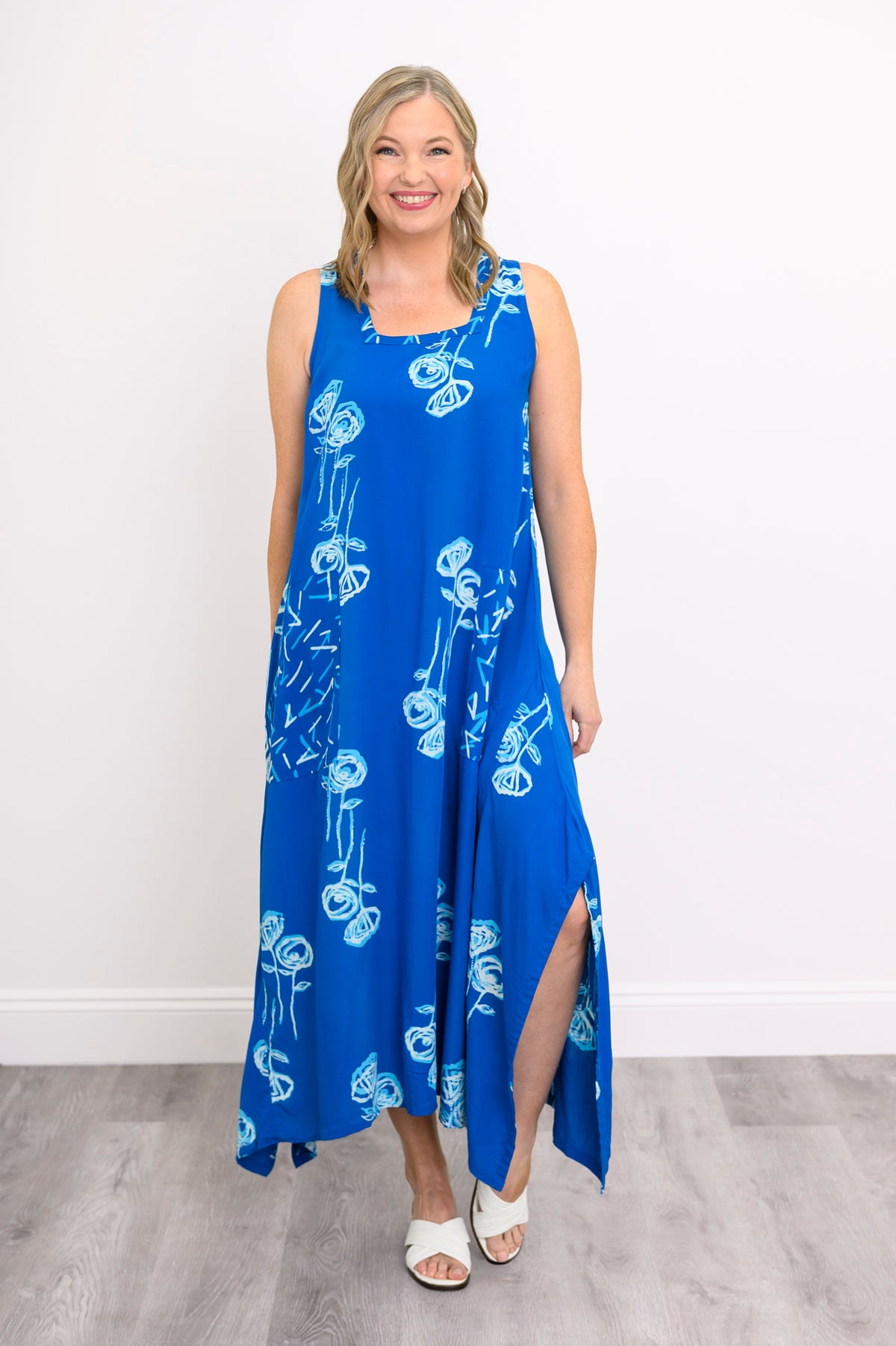 Maria Dress, Blue Stem Bubbles