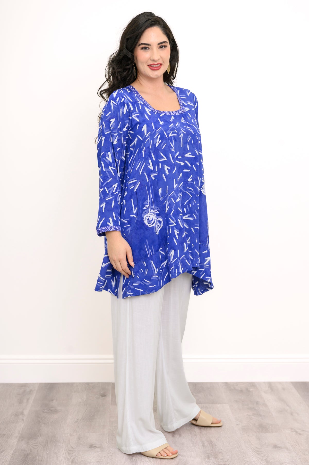 Maria Tunic L/S, Purple Checks Stems