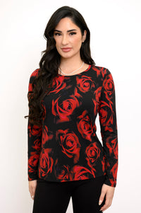 Mariah Top, Red Rose, Bamboo