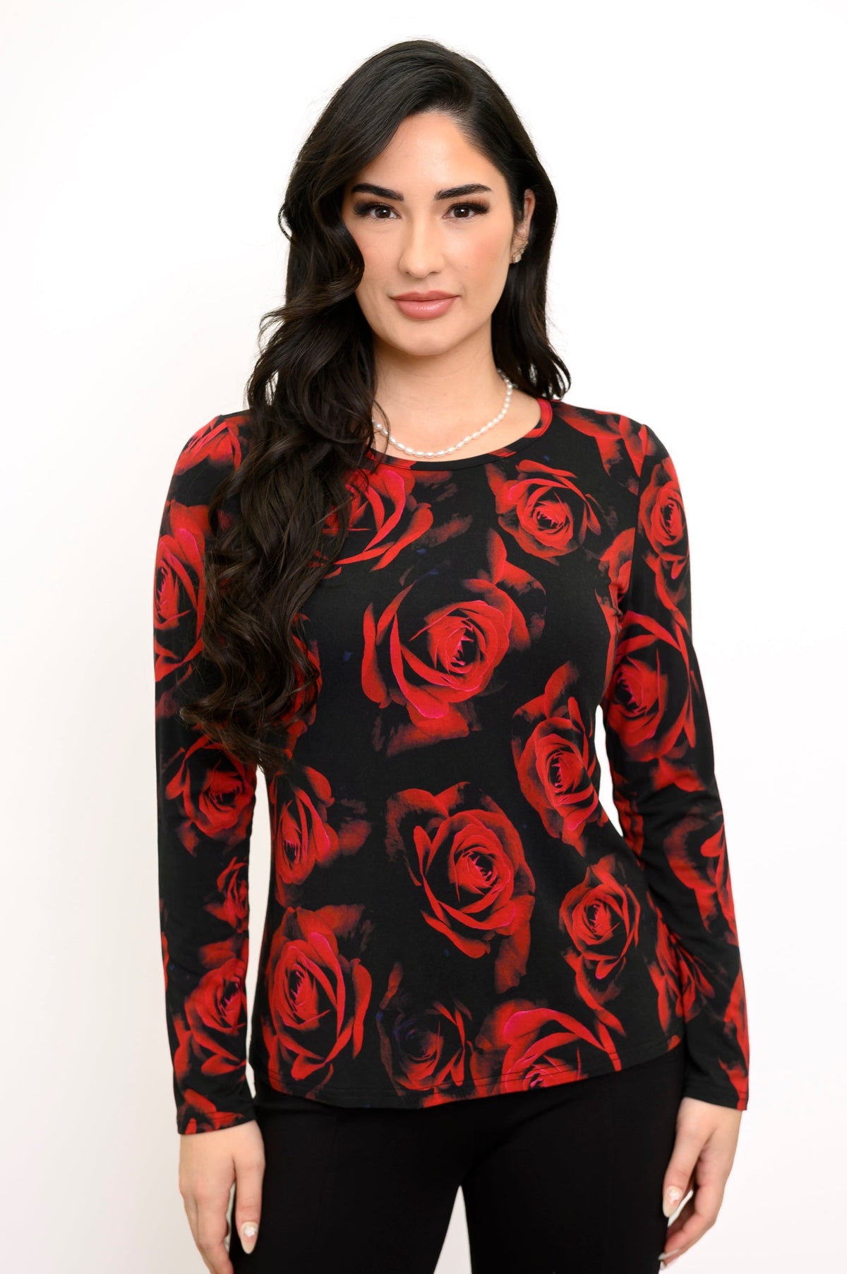 Mariah Top, Red Rose, Bamboo