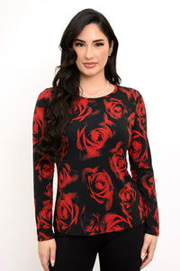 Mariah Top, Red Rose, Bamboo