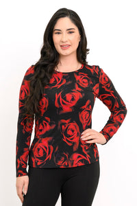 Mariah Top, Red Rose, Bamboo