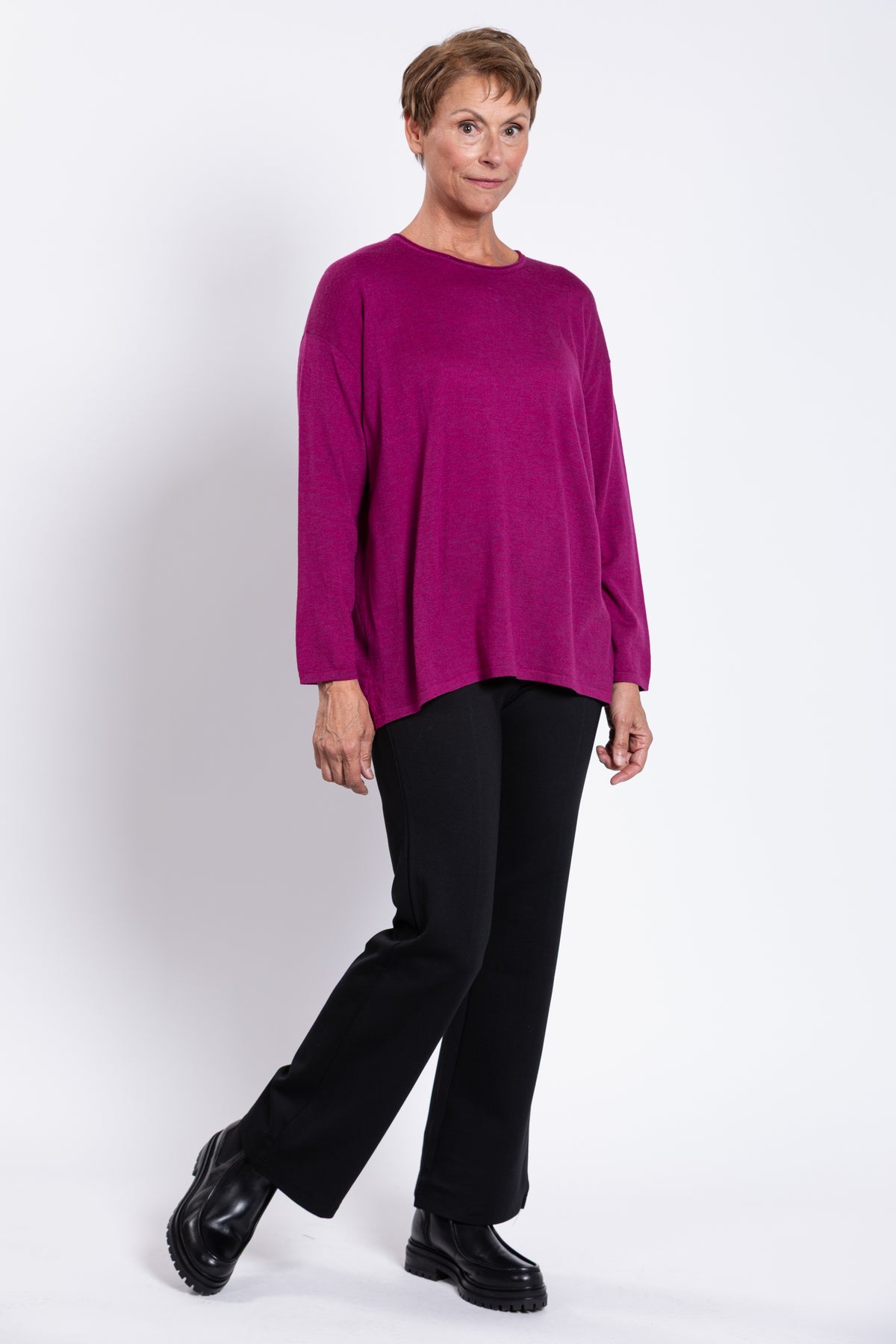 Matera Sweater, Magenta, Merino Wool