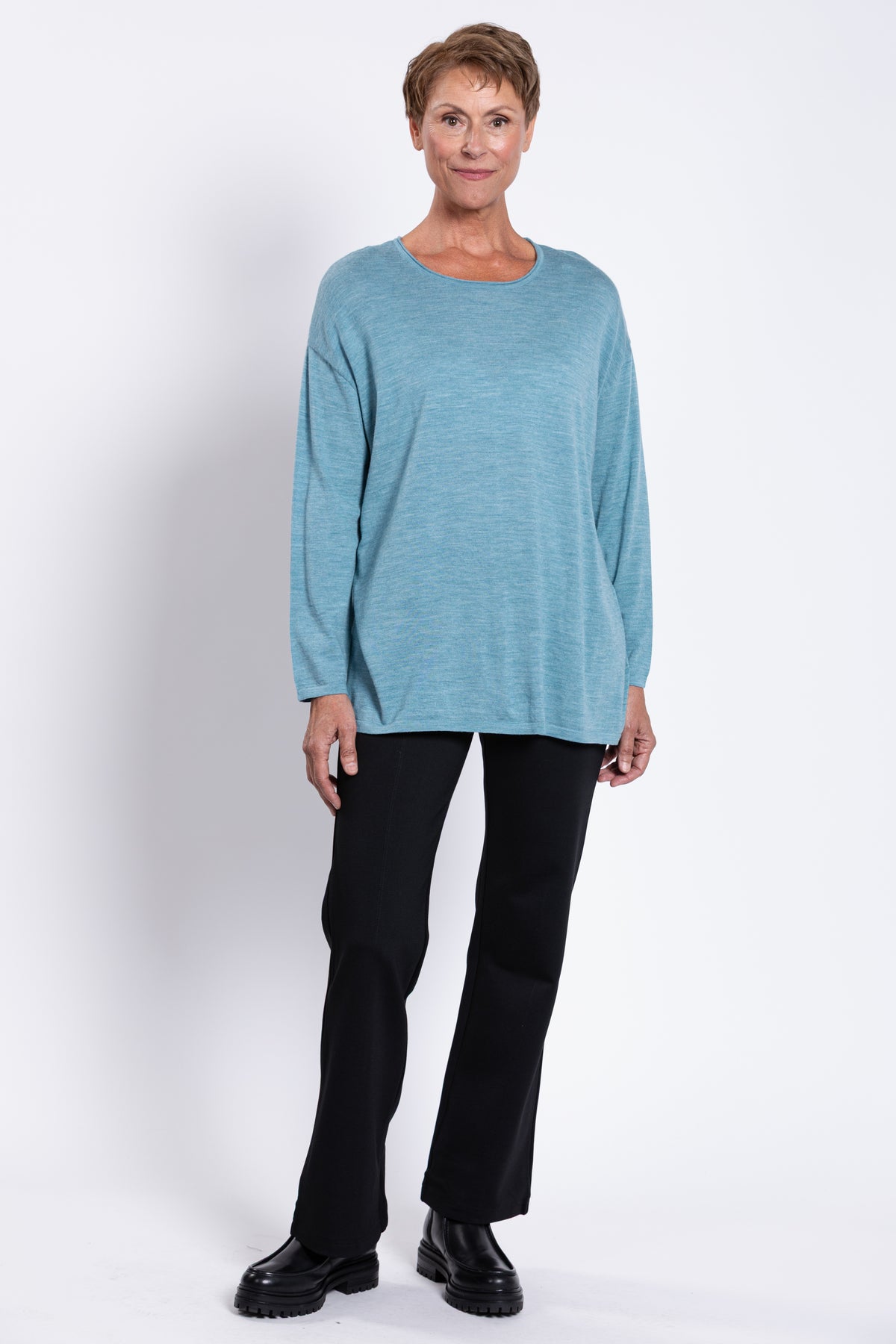 Matera Sweater, Teal Lite, Merino Wool