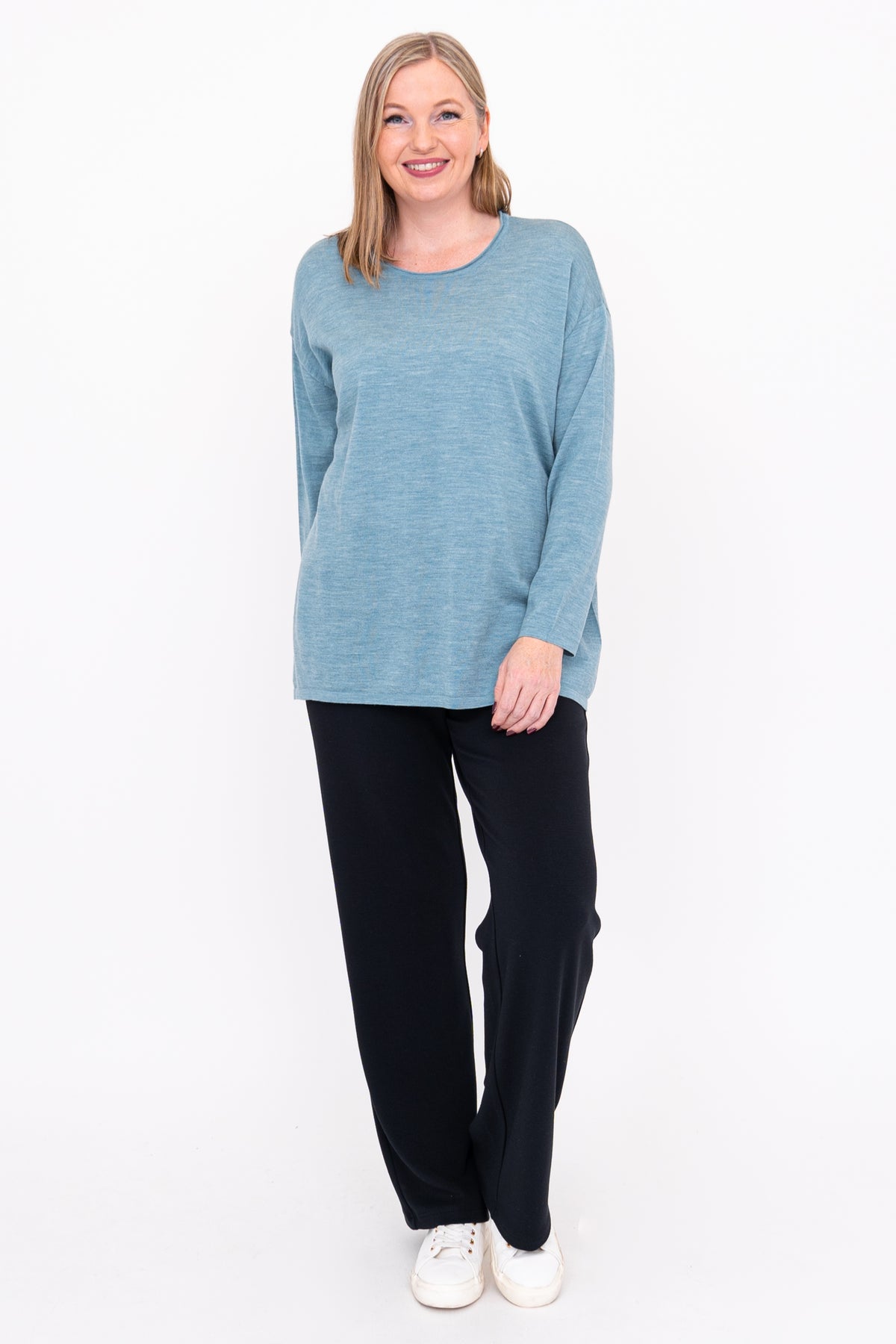 Matera Sweater, Teal Lite, Merino Wool