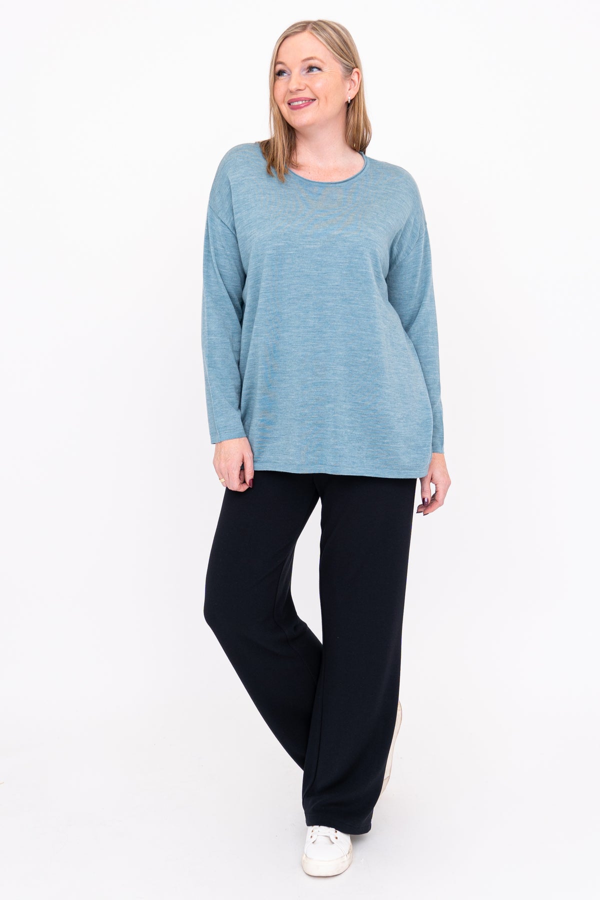 Matera Sweater, Teal Lite, Merino Wool