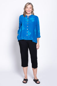 Mayana Blouse, Turq Flower