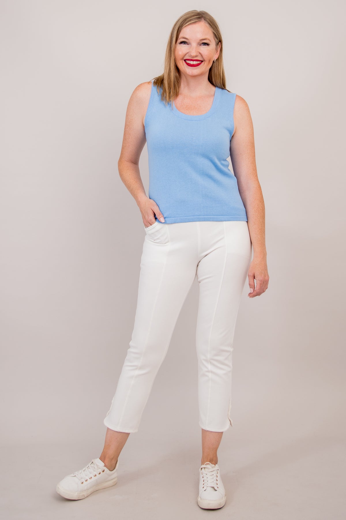 Melanie Tank, Blue, Cotton - Final Sale