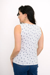 Melanie Tank, White Anchor, Cotton