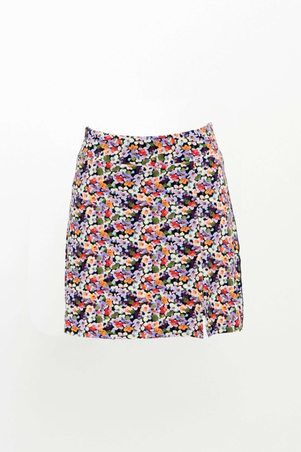 Front view of Melly Floral Skort with colorful flower print